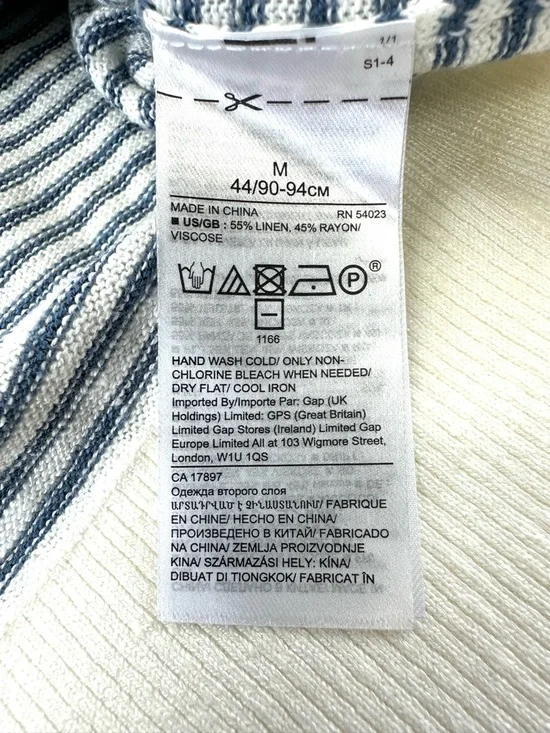 Banana Republic Linen Blend Striped Sweater Medium Nautical Coastal Style Womens - Picture 7 of 8